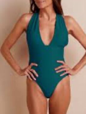Summersalt The Plunge Teal Cross Back One Piece Swimsuit 12 Bathing suit